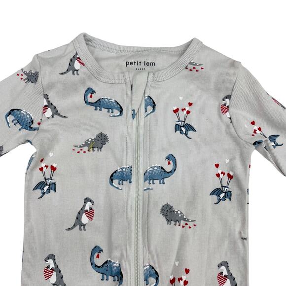 NWT Petit Lem 6M Organic Dino Hearts Sleeper - Picture 2 of 5